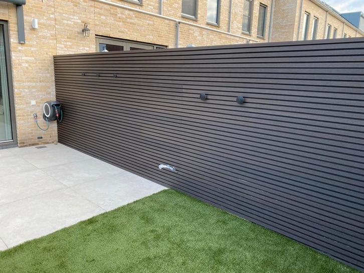 Rhombus composiet panelen walnoot - 9 stuks, Tuin en Terras, Schuttingen, Zo goed als nieuw, Kunststof, Minder dan 1 meter, 3 tot 6 meter