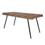 Eettafel teakhout en staal, Ophalen, Teakhout, 50 tot 100 cm, Zo goed als nieuw