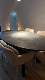 Ovale tafel zwart / marmerlook, Huis en Inrichting, Tafels | Eettafels, Ophalen, 100 tot 150 cm, 200 cm of meer, Zo goed als nieuw