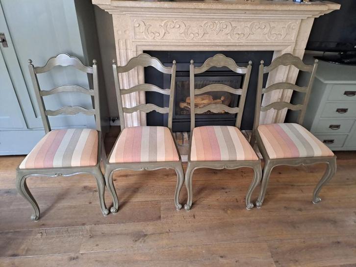 Antieke Queen Ann Stoelen - Set van 4 - Olijfgroen, Huis en Inrichting, Stoelen, Ophalen