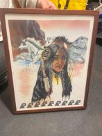 Houten fotolijst met borduurwerk indiaanse vrouw, Antiek en Kunst, Ophalen of Verzenden