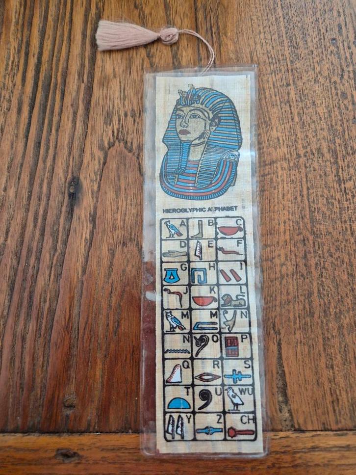 Originele Papyrus bladwijzer hiërogliefen alfabet - Egypte, Verzamelen, Boekenleggers, Ophalen of Verzenden