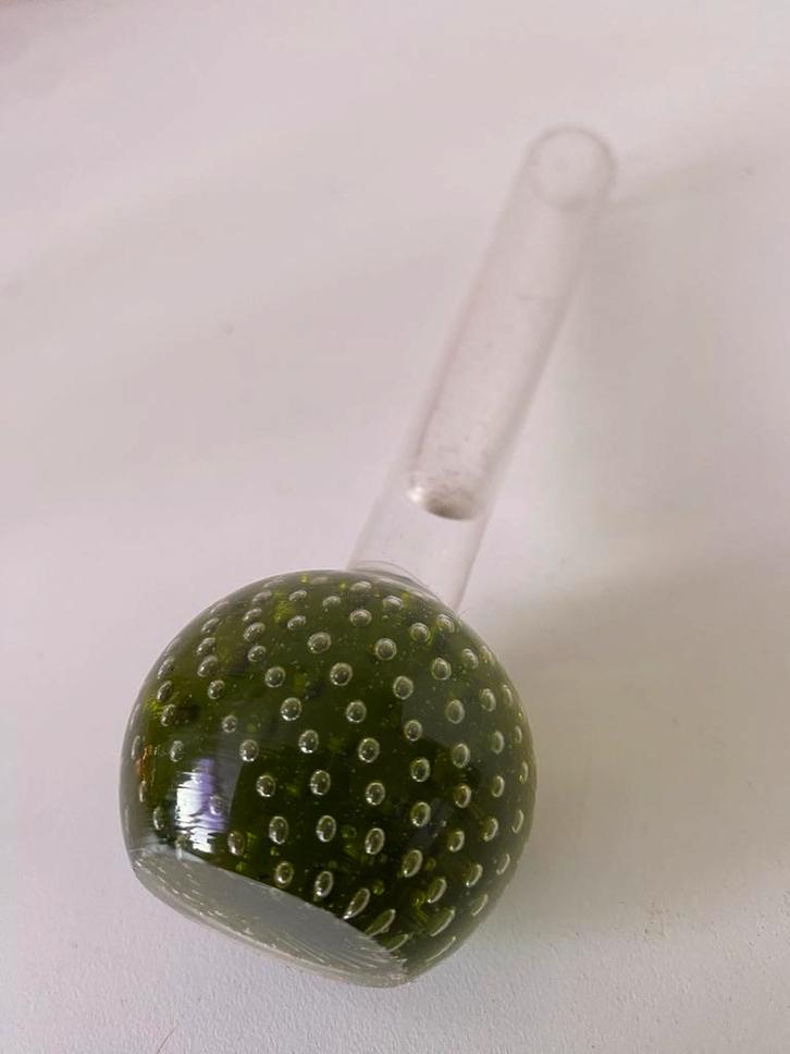 Vintage Spijkerglas - 16cm Hoog, Huis en Inrichting, Woonaccessoires | Vazen, Gebruikt, Groen, Minder dan 50 cm, Glas, Ophalen of Verzenden