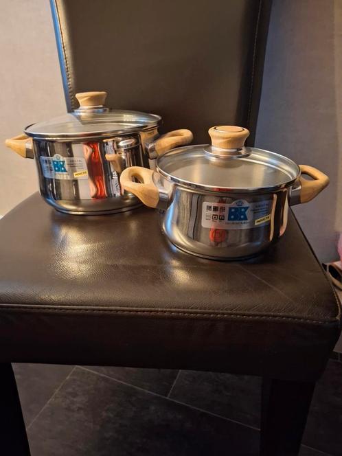 2 Bk pannen 21 cm en 17 cm, Huis en Inrichting, Keuken | Potten en Pannen, Nieuw, Pannenset, Rvs, Inductieplaat, Ophalen of Verzenden