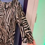 Caroline Biss bruin zwarte zebra print jurk 3/4 mw 44 47781, Bruin, ., Maat 42/44 (L), Ophalen of Verzenden