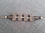 Armband, metaal en zwart koord, Sieraden, Tassen en Uiterlijk, Armbanden, Ophalen of Verzenden, Gebruikt, Zilver, Leer
