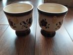 Partij retro/vintage bloempotten op voet ca. 12 cm hoog, Rond, Binnen, Ophalen of Verzenden, Zo goed als nieuw