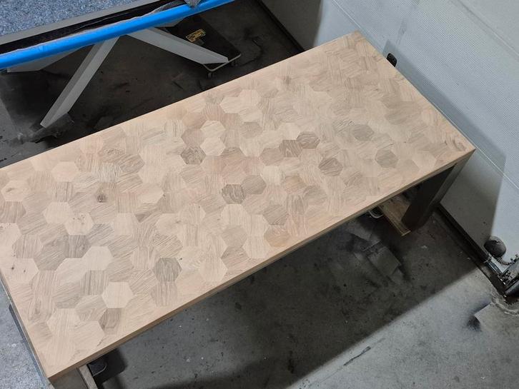 Strakke eettafel NIEUW eiken hexagon, Huis en Inrichting, Tafels | Eettafels, Nieuw, 50 tot 100 cm, 200 cm of meer, Rechthoekig