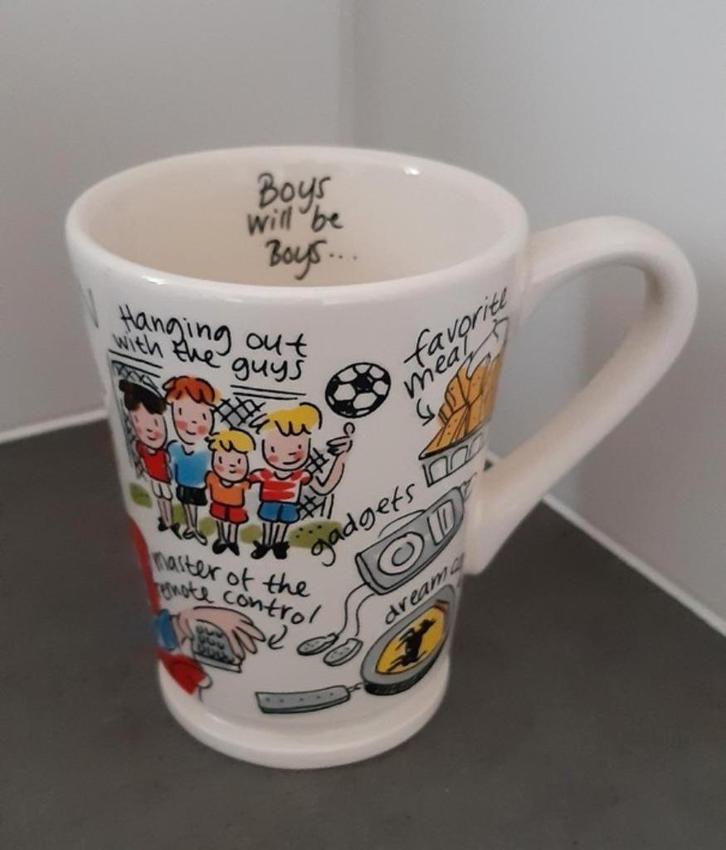 Leuke mok 'Boys will be boys', Blond Amsterdam, Huis en Inrichting, Keuken | Servies, Zo goed als nieuw, Kop(pen) en/of Schotel(s)