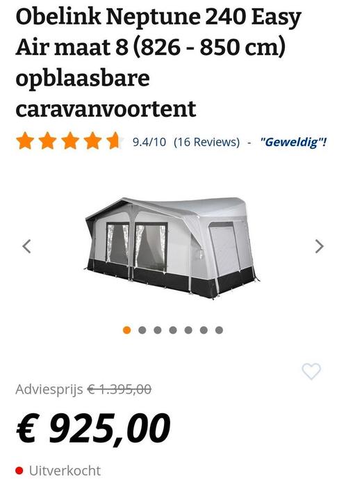 Obelink Neptune 240 easy air voortent (omloopmaat 8), Caravans en Kamperen, Tenten, Zo goed als nieuw, Ophalen of Verzenden