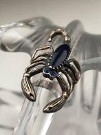 Zilveren scorpio ring met blauwe emaille, Gebruikt, Ophalen of Verzenden, Dame of Heer, Zilver