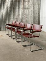 Set 5x Mart stam S34 linea Veam stoelen cognac bruin 1970, Huis en Inrichting, Gebruikt, Bruin, Leer, Ophalen of Verzenden