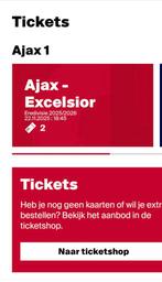 2 tickets ajax excelsior, Tickets en Kaartjes