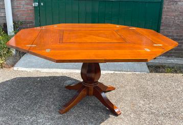 Bijzondere vintage tafel eettafel ingelegd hout Schuitema beschikbaar voor biedingen