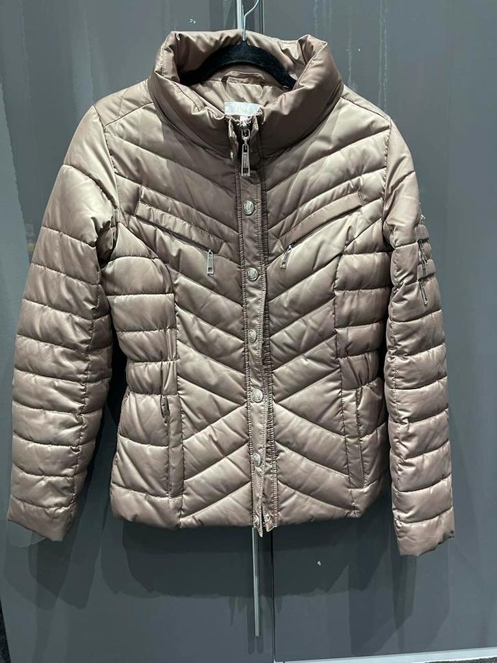 Josh V Gewatteerde Jas - Maat M, Kleding | Dames, Jassen | Zomer, Zo goed als nieuw, Maat 42/44 (L), Beige, Ophalen