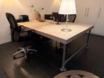 Mooie steigerhouten tafel met steigerbuis frame, Ophalen, Gebruikt, Bureau