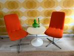 Set vintage eetkamer/bureau stoelen oranje met chromen poten, Ophalen, Gebruikt, Twee, Overige kleuren