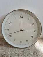 Wandklok met goudkleurigs rand, Ophalen of Verzenden, Gebruikt, Analoog, Wandklok