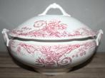 Prachtige antieke dekschaal Nimy - rood decor, Ophalen of Verzenden