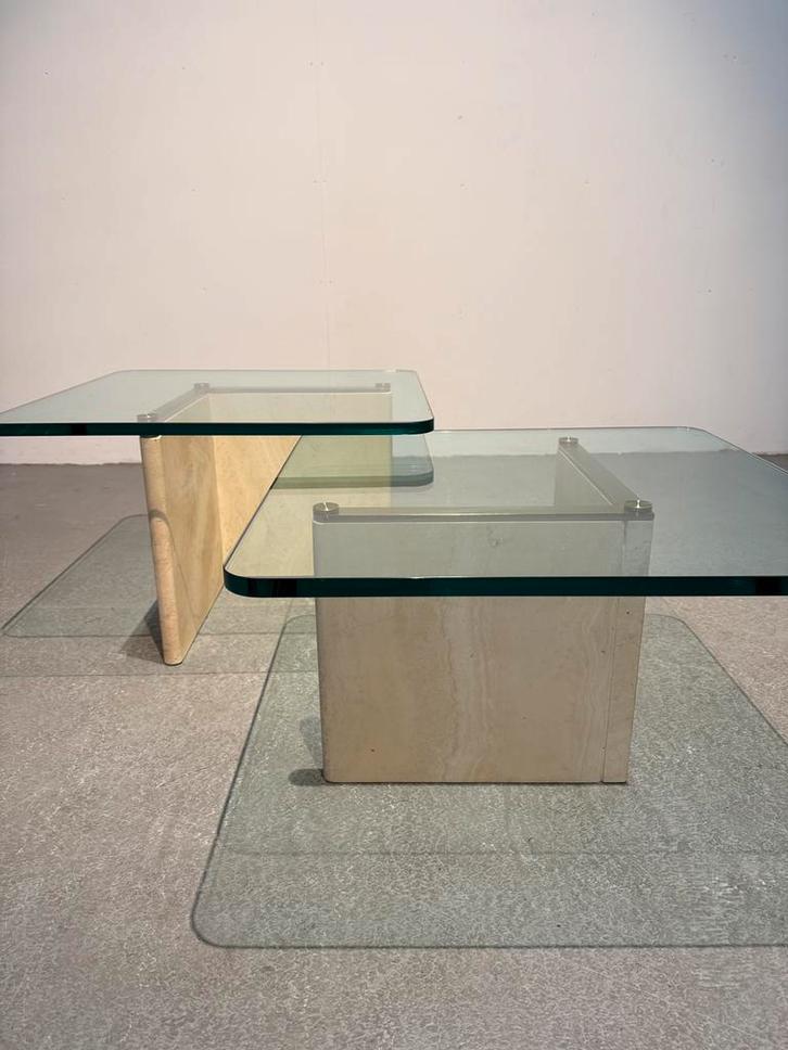 Travertin salontafel, Huis en Inrichting, Tafels | Salontafels, Gebruikt, Minder dan 50 cm, 50 tot 100 cm, Ophalen