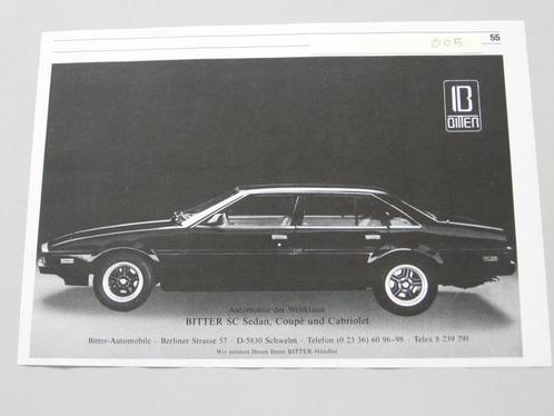 BIT 005 BITTER SC Sedan, knipsel 1986, Boeken, Auto's | Folders en Tijdschriften, Zo goed als nieuw, Overige merken, Ophalen of Verzenden