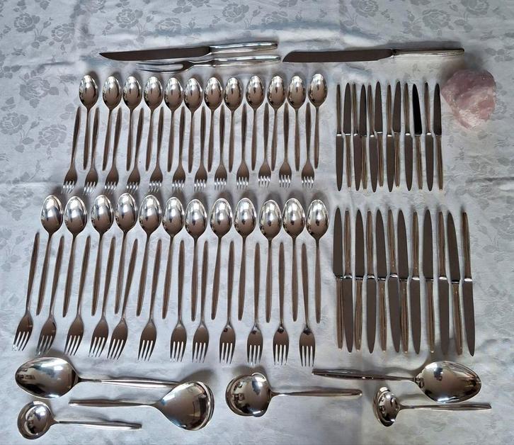 Gero 100 Parelrand 12 persoons bestekcassette Verzilverd, Antiek en Kunst, Antiek | Bestek, Ophalen of Verzenden