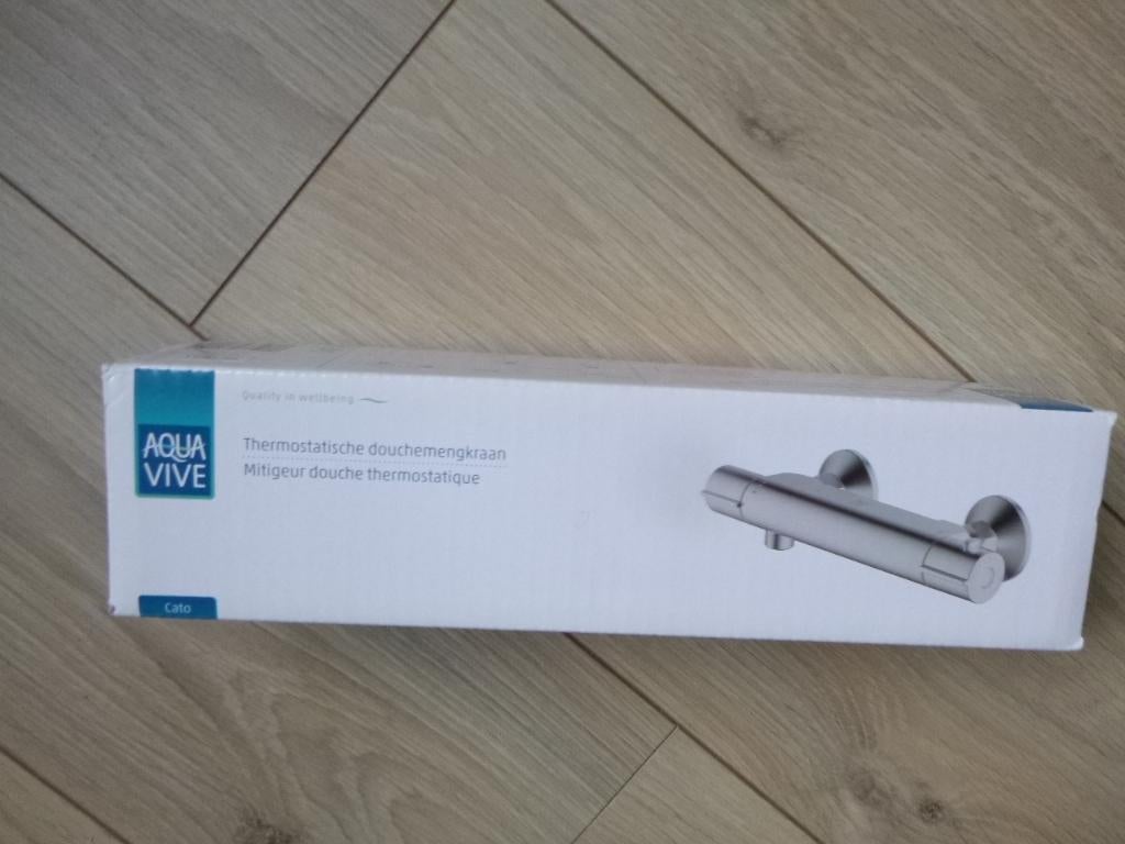Aquavive thermostatische douchekraan Cato,geb.staal, nieuw, Doe-het-zelf en Verbouw, Sanitair, Ophalen of Verzenden, Nieuw, Douche
