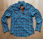 G Star Raw overhemd met rits èn knoop sluiting blok motief L, Ophalen of Verzenden, Blauw, G Star, Halswijdte 41/42 (L)