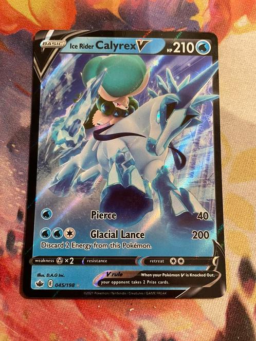 Pokemon Ice Rider CALYREX V Ultra Rare 045/198, Hobby en Vrije tijd, Verzamelkaartspellen | Pokémon, Zo goed als nieuw, Losse kaart