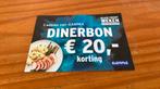 20 euro kortings bon / geldig tm 18 mei 2025, Tickets en Kaartjes, Kortingen en Cadeaubonnen, Eén persoon, Kortingsbon, Overige typen