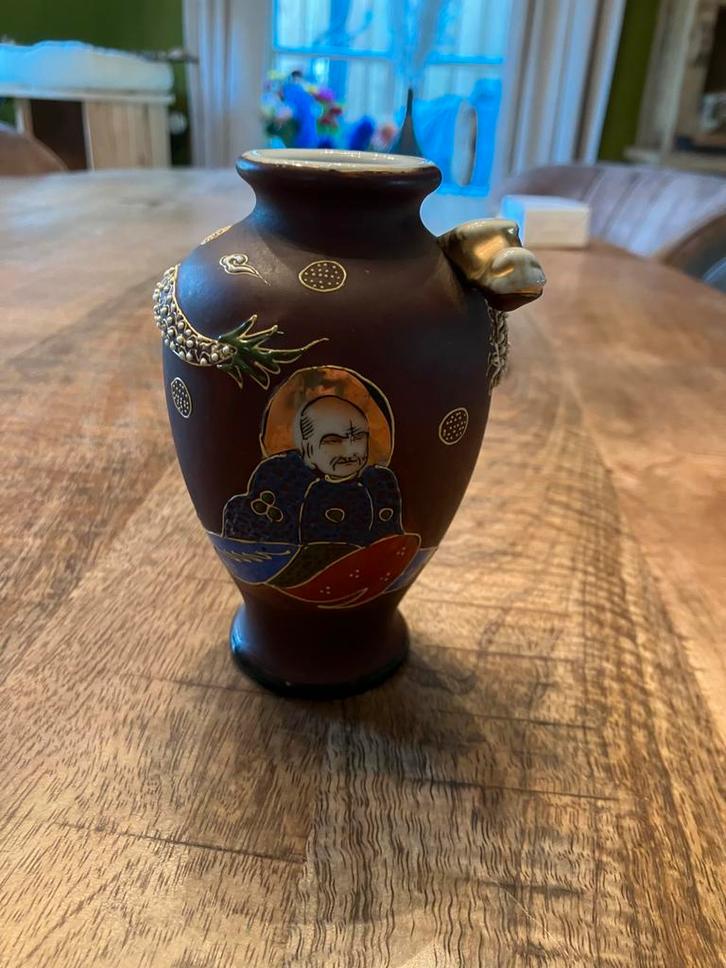 Satsuma Vaas met Geisha en Draak, Antiek en Kunst, Antiek | Vazen, Ophalen of Verzenden