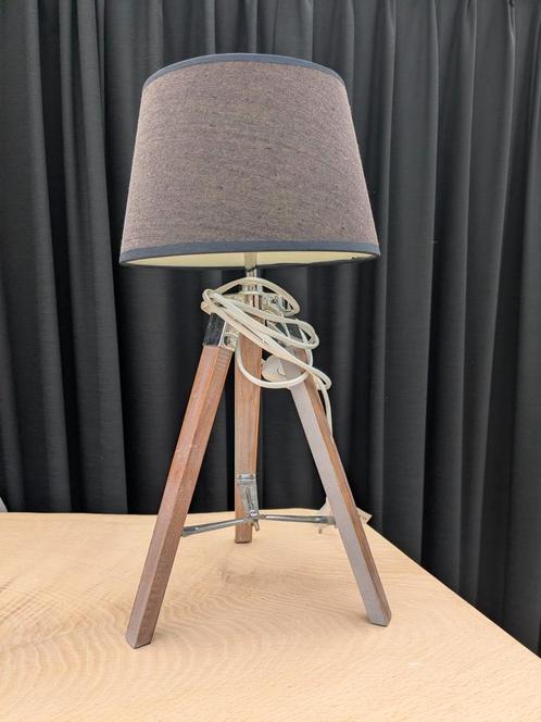 Tafellamp schemerlamp driepoot Heinrich Kopp!, Huis en Inrichting, Lampen | Tafellampen, Minder dan 50 cm, Hout, Ophalen of Verzenden