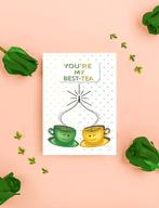 Handdrawn unique love/friendship card tea, Verzenden, Nieuw