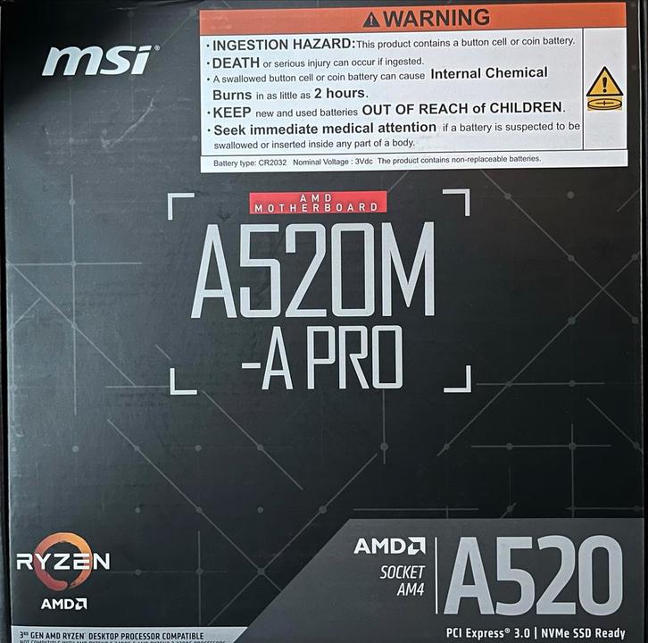 MSI A520M-A Pro Moederbord - AMD Socket AM4, Computers en Software, Moederborden, Nieuw, AMD, DDR4, Ophalen