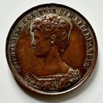 Penning inhuldiging Wilhelmina 1898 brons, Ophalen of Verzenden, Brons, Nederland