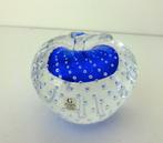 Glazen appel helder en blauw Gränna Glasbruk Sweden 3741-g, Antiek en Kunst, Antiek | Glas en Kristal, Ophalen of Verzenden