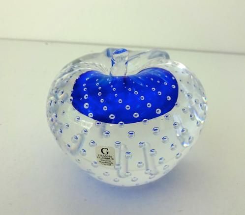 Glazen appel helder en blauw Gränna Glasbruk Sweden 3741-g, Antiek en Kunst, Antiek | Glas en Kristal, Ophalen of Verzenden