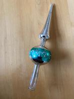 Glazen Vintage Kerst piek voor verenboom zilver groen 17 cm, Ophalen of Verzenden, Zo goed als nieuw