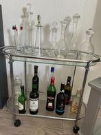Glazen trolley theewagen met 6 karaffen, Verzamelen, Ophalen, Zo goed als nieuw, Overige typen