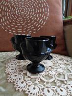 3 Vintage Franse Zwarte Opaline Eierdopjes Kip ** Mimosa **, Ophalen of Verzenden