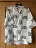 Nieuw =witte linnen blouse blauwe print=New Collection/L, Ophalen of Verzenden, Nieuw, Maat 42/44 (L), Wit