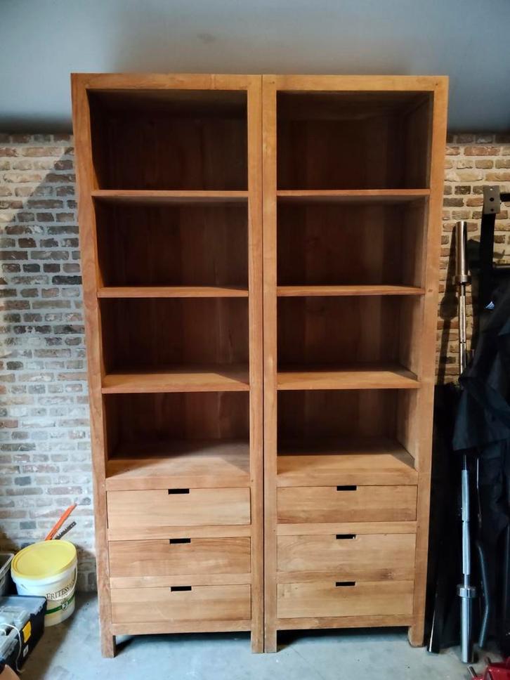 Teak Houten Lange Kasten, Huis en Inrichting, Kasten | Boekenkasten, Gebruikt, 50 tot 100 cm, 200 cm of meer, 25 tot 50 cm, Met lade(s)