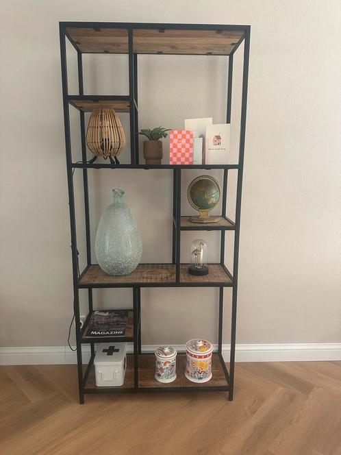 Industriële Kast - Hout & Metaal, Huis en Inrichting, Kasten | Boekenkasten, Gebruikt, 50 tot 100 cm, 150 tot 200 cm, 25 tot 50 cm