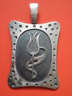 Prachtig Exclusieve Grote Handgemaakt Zilveren Hanger -Tulp, Verzenden, Zilver, Hanger