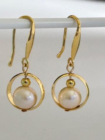 Prachtige Parel Oorbellen met Witte Akoya parels, 14K Goud beschikbaar voor biedingen
