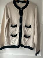100% cashmere creme vest met zwarte biesjes Elegance S, Ophalen of Verzenden, Zo goed als nieuw, Maat 34 (XS) of kleiner