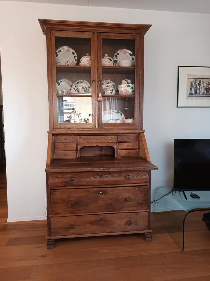 Antieke Biedermeier Secretaire met Vitrinekast, Antiek en Kunst, Antiek | Meubels | Kasten, Ophalen