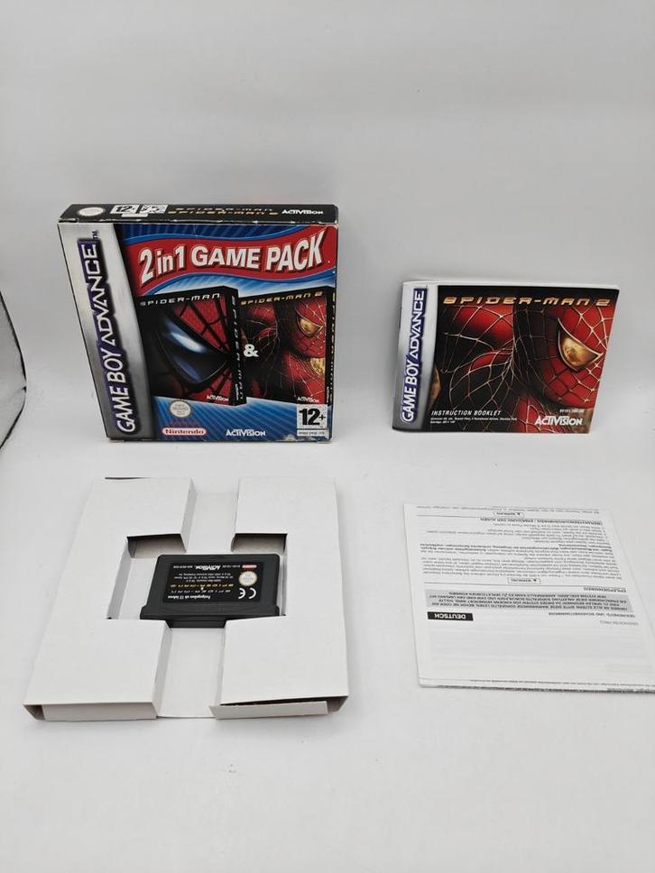 Spider-man 1 en 2 Gameboy Advance: 2 in 1 Game Pack CIB, Spelcomputers en Games, Games | Nintendo Game Boy, Zo goed als nieuw