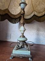 Vintage marmeren messing lamp met varkensblaas kap, Huis en Inrichting, Lampen | Tafellampen, Ophalen of Verzenden, Minder dan 50 cm