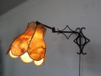 vintage smeedijzeren wandlamp, zwenklamp, varkensblazen kap, Ophalen, Gebruikt, Overige materialen, Vintage